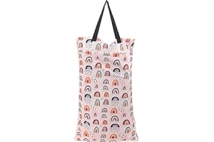 AMO NENES Sac Imperméable Grande Capacité pour Couches Lavables, Double Fermeture à Glissière, Wetbags Polyvalents et Réutilisables, Pochette pour Crèche, Naissance, Fitness, Plage, Piscine, 40*70cm Arc-en-ciel