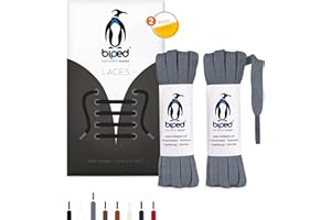 biped LACES 2 paires de lacets plats en coton, largeur 7 mm - lacets de qualité résistants à la déchirure pour chaussures, bottes et baskets en cuir - fabriqués en UE z2904