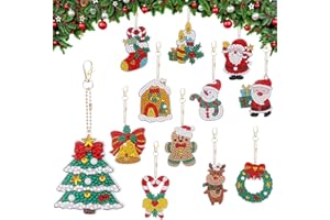 LONIMIA Set di 12 ciondoli a forma di diamond painting 5D, per bambini, adulti, regali di Natale