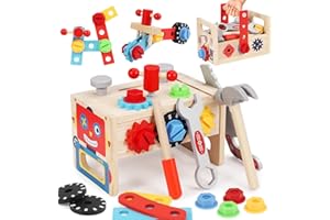 Lovchil Wooden Kids Tool Set Kids Toys for 3 4 5 Year Old Boys Girls, 37 PCS Montessori Tools Kit for Toddlers Role Play Educational Construction Toddler Toys