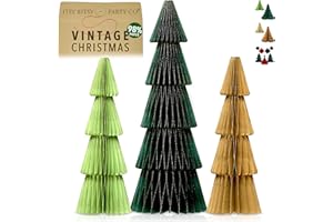 ITSY BITSY PARTY CO Wysokiej jakości dekoracje świąteczne wielokrotnego użytku – dekoracja stołu i domu – papierowe choinki do wnętrz i wiszące choinki bożonarodzeniowe (zielony, brązowy)