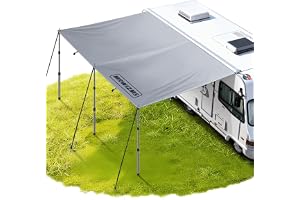 MRWiZMS Markis med passpoalremsa, 3 x 2,4 m, dubbla rörledningar 4,6–7 mm, vattentätt 600D Oxford-tyg, husvagn, buss, husbils