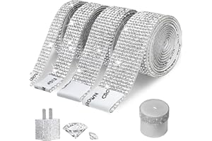 Pizsieat 4 Rollen Strassband Selbstklebend Glitzerband Selbstklebende Kristall Strass Diamant Band Glitzersteine Strasssteine Band für DIY Auto Handwerk Hochzeit Dekoration (Silber)