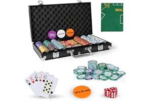 SILVER VALLEY Texas Holdem Poker Set with Deluxe Aluminium Case 300 Piece Pro. Quality Clay Metal Chips, 2 Decks of Pro. Plastic Playing Cards with 1 Double-Sided Reversible Flet Mat