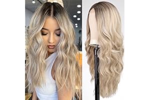 BLONDE UNICORN Wigs for Women Lace Front Wig Long Wavy Wigs Hand-Tied Hairline Natural Looking Synthetic Wigs for Daily Use (Ombre Blonde)
