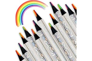 ThEast 30 Rainbow Coloured Pencils, 4 in 1 Colouring Pencils for Kids Adults, Holographic Design Multi Coloured Pencils for Colouring, Pre-sharpened, Pencils for Party Bags