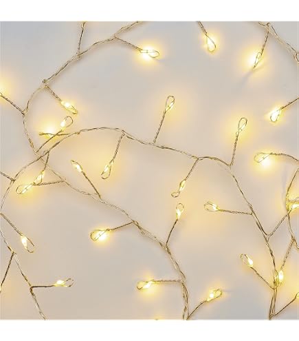 LED Lichterkette Cluster LED-Cluster-Lichterkette 300 Cm – 100 LEDs Warmweiß, Abstand 2,5 Cm, Batteriebetrieben (4x AA, Nicht Enthalten), Mit Timer (6h An/18h Aus) – Ideal Für Weihnachtsdeko, Adventskranz & Glasgefäße