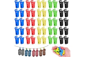 Pmueuff Sockenklammern Klein, 100 Stück Klammern aus Kunststoff für Waschmaschine und Trockner Rutschfester Sockenclip mit Haken Bunt Sockenklammern Sockenclips für Organisieren Aufbewahren Trocknen