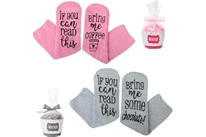 Kotashion Regali Donne Calzini Morbidi Invernali, “If You Can Read This, Make Tea＆Bring Chocolate!” Calzini Soffici e Caldi Calzini di Cupcake Natale Compleanno San Valentino Idee Regalo
