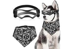 KFDDRN Lunettes de protection pour chiens de petite taille - Imperméables - Avec bandana - Réglables - Résistantes aux UV - Coupe-vent - Pour chiens de petite et moyenne taille