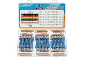 AUKENIEN Sortiment med 3 W resistorer, 30 värden, 150 stycken metallfilmsresistorer, 1 till 1 miljoner ohm, uppfyller RoHS, ±