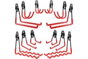 botle set 12 st. Väggkrok, verktygskrok, rak storlek S, M, L, stål med PVC, för garage, verkstad, elverktyg, sportutrustning