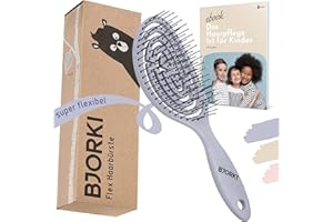 BJORKI® Szczotka do włosów dla dzieci bez ciągnięcia, w zestawie ze szczotkami edukacyjnymi 1 x 1 – profesjonalna szczotka do detangler z elastyczną sprężyną spiralną, nasza szczotka do rozplątywania