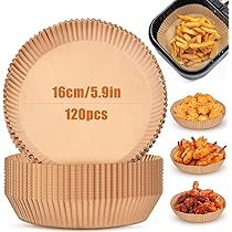 Carta Forno Per Friggitrice Ad Aria - 100 Pezzi, 16 Cm, Antiaderente E Resistente Fino A 220°C - Foto 3
