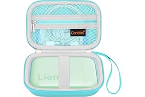 Canboc Hartschalenkoffer für Liene Pearl K100 2x3 Tragbarer Fotodrucker/Liene 2x3 Fotodrucker, Reißverschluss Mesh Tasche passt Fotopapier, Kabel, Grün (NUR Fall)