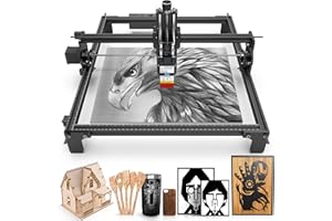 HOMDMARKET grabadora laser, Grabador y cortador láser T4 de 20 W para madera, potencia óptica de 5000 mW, punto comprimido, marcado de bricolaje