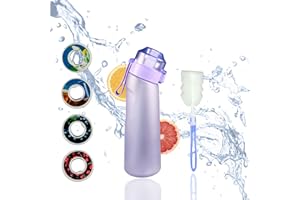 VASUKEY Air water bottle with flavour pods, bottle for cycling and other sports with cleaning brush come up with 4 flavour pods, 0% sugar with fruit fragrance (purple)