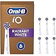 Oral-B iO Radiant White Electric Toothbrush Head, Angled Bristles Deeper Plaque Removal, with Polishing Petals for Teeth Whitening, Pack of 6 Toothbrush Heads, White