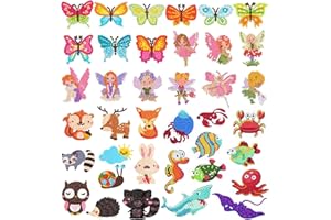 MLLTECH 5D Kit de Pintura Diamond Painting para Niños [38 Piezas] DIY Mariposas Animales pintura de diamantes Stickers, Mosaicos Dibujo de Diamantes Pegatinas para Niños y Adultos Principiantes