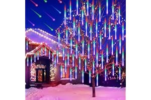 AUINSKY Luces de Navidad Lluvia, RGB Luces Led Navidad Lluvia Meteoritos 50 cm, 10 Tubos, 400 Led, Luces de Navidad Exterior Cascada Adecuada para Navidad, Decoración de Jardín