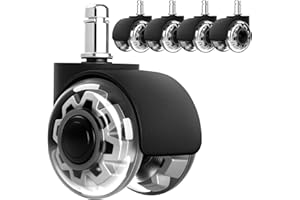 VORTIX Kółka do krzeseł biurowych, 11 mm x 22 mm, zestaw 5 kółek do krzeseł biurowych, super ciche i miękkie, do twardych podłóg (Szary)