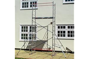 BPS ACCESS SOLUTIONS Home Master DIY Scaffold Tower | Aluminium at-Home Scaffolding | 150kg Load Capacity, Quick Assembly, Trapdoor Platform | 5m + 4 Outriggers