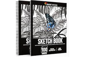 Zenacolor Sketch Book, Pack of 2 Sketchpad for Kids, Teens & Adults, 9x12 Inches, 200 Sheets (100g/m2), Spiral Bound, Durable Acid-Free Drawing Paper