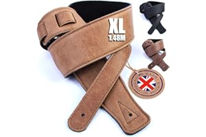 NORDELL British Handmade Real Leather Guitar Strap: Finest Ultra Soft Italian Nappa Leather, 148cm long Foam Cushion Padded Guitar Belt - Suits Electric, Bass or Acoustic Instruments (inc Semi/Electro)