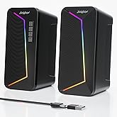 SOULION Altavoces para PC, alimentaci&oacute;n USB-C/USB con control de volumen, iluminaci&oacute;n LED, altavoces de escritorio con modo U