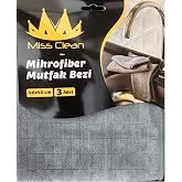 Miss Clean Mikrofiber Mutfak Temizlik Bezi 40 * 40 Cm Leke Tutmaz Koku Yapmaz 3 Adet gri