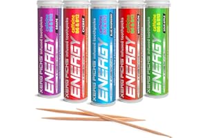 Xero Picks Cure-dents aromatisés à l'énergie avec caféine, B12 et B6 (lot de 20 (lot de 5))