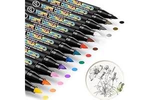 PONTEDINVOY porzellanstifte spülmaschinenfest，Wasserfester1.0-3.0mm，12 Farben Geeignet für Zeichnungsmuster und Designkreationen Porzellan.