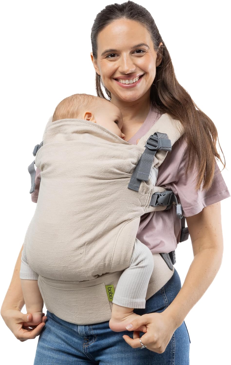 Boba X Baby Carrier Newborn to Toddler - Adjustable Front and Backpack Carrier Petite to Plus Size 7-45 lbs, Ergonomic Baby Carrier with Crossable Straps - Breathable Linen Blend - Linen Pampas
