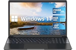 SGIN Laptop 15.6" 8GB RAM 256GB SSD Notebook Celeron Quad-Core 1366x768 2.4/5.0G WiFi Bluetooth 4.2 Memoria espandibile 512GB TF