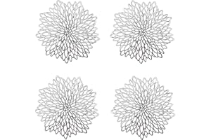 SPLDSUN 4 Pezzi Tovaglietta per Fiori Rotonda in Argento, Cavo Rotondo Isolamento Tovaglietta in Plastica, per L'isolamento Termico del Piatto della cena e della Decorazione della Tavola (Argento)