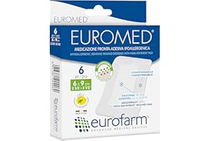 EUROFARM EUROMED (cm 6 x cm 9) Medicazione Adesiva Sterile in TNT Altamente Assorbente, Ipoallergenica e Traspirante, Confezione 6 Pezzi