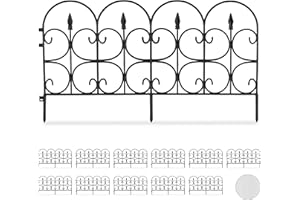 Relaxdays 12x Bordure de Jardin Plastique, Clôture Gazon 30 cm, 6 éléments, 4 m, Parterre Massif pelouse, Piquet