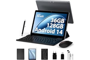 FORUSER Android 14 Tablet 10 Pollici Tablet in Offerta Octa-Core 2.0 GHz, 5GWiFi 6 /BT5.0, 36GB RAM+128GB ROM(TF 1TB), Dual Camera 8000mAh,Tablet con Tastiera,penna,mouse-Grigio