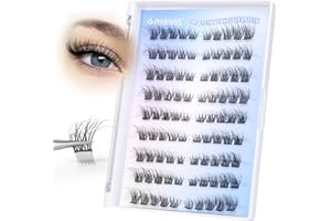 LVMIXWIG Self-Adhesive Eyelashes, Cat Eye, Wispy, Glueless Lashes, Left and Right, Self-Adhesive Eyelashes, Pre-Luded Eyelashes, Natural Look, Self-Adhesive Eyelashes, Clusters, D Curl, Individual Eyelashes, 8