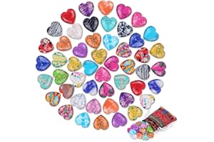FIVAVA Edelsteine für Kinder 50 Stück Herz Stein Bunte Glückssteine Heilsteine Kristalle Steine,Liebe Steine Natürliche Edelsteine Set für Meditation, Chakra, Reiki, Valentinstag