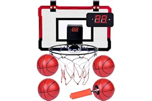 ZITFRI Basketball Hoop Indoor Mini for Door with Automatic Scoring and 4 Basketballs for Kids and Adults