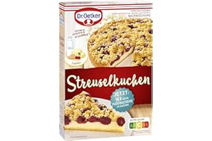‎DR. OETKER Dr. Oetker Streusel Kuchen, 8 x 485 g, Backmischung für Streuselkuchen mit Kirschen & Puddingcreme, gelingsichere Zubereitung, vegetarisch