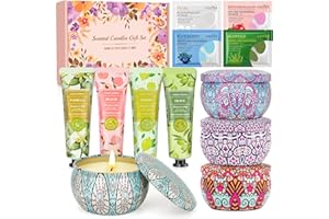 LDUMODUW Coffret Cadeau Noël Femme丨Anniversaire,Saint-Valentin, Fête des Mères,丨4 Creme Main & 4 Bougie Parfumées &4 Patch Yeux 丨Coffret Femme Pour Maman, épouse, Grand-mère, Tante
