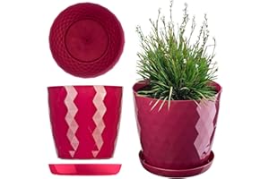 KADAX Plastikowa Doniczka na kwiaty, okrągła donica z podstawką, lekki i wytrzymały materiał, dekoracyjna donica na rośliny, zioła (20 cm, różowa)