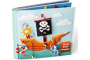 KIDDIE SENSE Quiet Book Piraten Kindergeschenk Beschaftigung fur Kinder im Flugzeug oder Auto Montessori Padagogisches Motorik Buch Sensorik Aktivitatsbuch Busy Filzbuch Spielzeug Fuhlbuch Kleinkinder Ab 3 4 Jahre