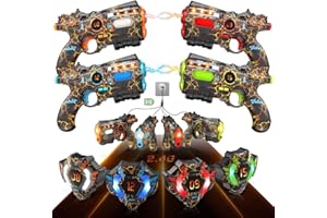 VATOS Recargable Laser Tag Set de 4 Jugadores - 2.4GHz Datos Totalmente Sync 4 Pistola y 4 Sensores Chaleco,Cool Cumpleaños Juguetes e Ideas Laser Tag Pistola para Niños Adolescentes Adultos