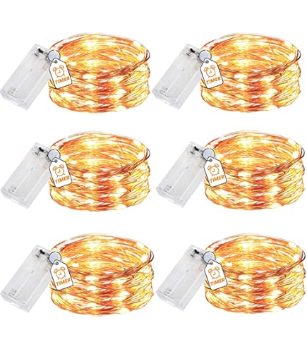 ALEGRE 6er Set LED Lichterketten Mit Timer - 3M Kupferdraht, 30 LED Warmweiß - Batteriebetrieben Für Gemütliche Dekoration