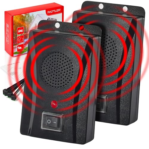 PATTLER® Marten Deterrent Car Battery Operated, Mobile Marten Protection, Marten Repellent for Home, Carport, Garage, Attic, Garden