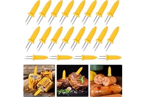 TOPBELIEF 20Pcs Corn Cob Forks, Stainless Steel Corn on The Cob Skewers, Sweetcorn Prongs Corn Cob Forks, Interlocking Corn Holders with Silicone Handle for BBQ, Picnics and Camping