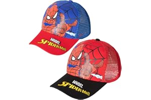 FAMILIO 2 pcs Marvel Spiderman Casquette de Baseball Enfants garçons Chapeaux Casquette de Baseball avec Fermeture Velcro âgés de Enfants de Plus de 3 Ans